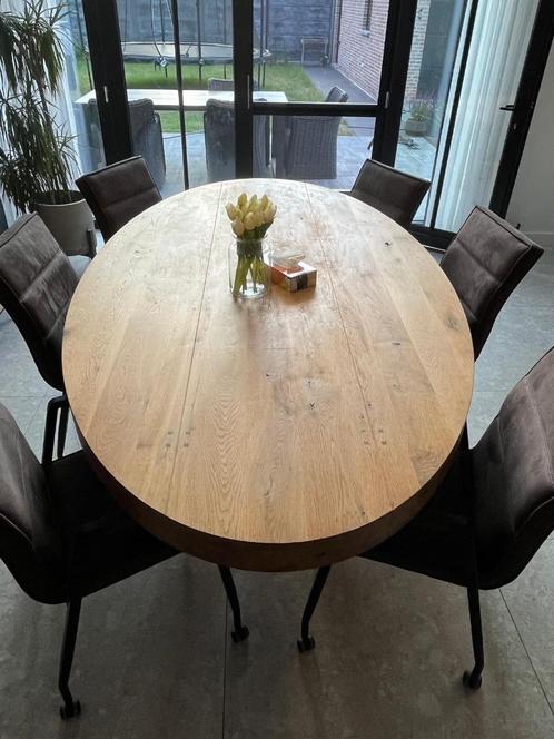 Massief eiken eettafel, Huis en Inrichting, Tafels | Eettafels, Zo goed als nieuw, 100 tot 150 cm, 200 cm of meer, Vijf personen of meer