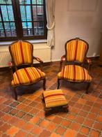 Mooie antieke oorfauteuils met voetenbankje, Huis en Inrichting, Ophalen, Zo goed als nieuw, Stof