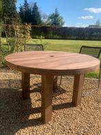 Ronde houten teak tafel, Ophalen, Zo goed als nieuw