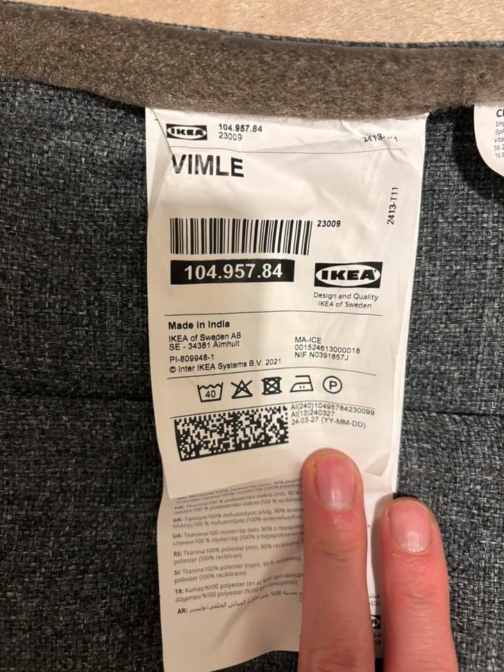 Housse sofa VIMLE grise (IKEA), Huis en Inrichting, Zetels | Complete zithoeken, Gebruikt, Ophalen