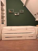 Bed met logeerbed en lades, Huis en Inrichting, Slaapkamer | Bedden, Ophalen, Eenpersoons, Wit, Zo goed als nieuw
