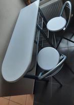 Barttafel met 2 stoelen, als nieuw, Huis en Inrichting, Stoelen, Ophalen, Overige materialen, Twee, Wit