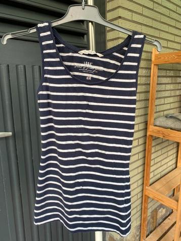 Marineblauwe top met witte strepen van H&M, XS, Kleding | Dames, H&M, Blauw, Ophalen of Verzenden, Zonder mouw
