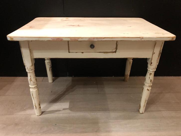 Brocante Boeren Bijzettafel met TOP!! Patina., Antiek en Kunst, Curiosa en Brocante, Ophalen
