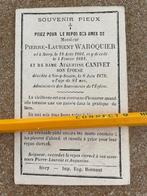 OUD BP SIVRY HAINAUT MR PIERRE LAURENT WAROQUIER 18/8/1801, Verzamelen, Bidprentjes en Rouwkaarten, Ophalen of Verzenden, Bidprentje