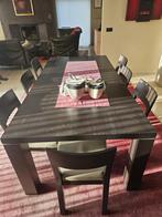 Massief eiken eettafel 220x110 + 8 massief eiken stoelen, Ophalen, Gebruikt, 8 stoelen of meer