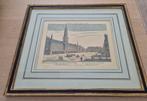 Oude gravure Grand Place de Bruxelles, Antiek en Kunst, Ophalen of Verzenden