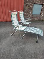 2 Campingstoelen en 1 voetbankje, Caravans en Kamperen, Kampeermeubelen, Ophalen, Gebruikt, Campingstoel