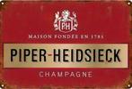 Metalen reclamebord Piper Heidsieck - retro vintage mancave, Verzamelen, Ophalen of Verzenden, Zo goed als nieuw, Reclamebord