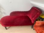 Vintage chaise longue dieprood fluweel, Huis en Inrichting, Ophalen, Gebruikt