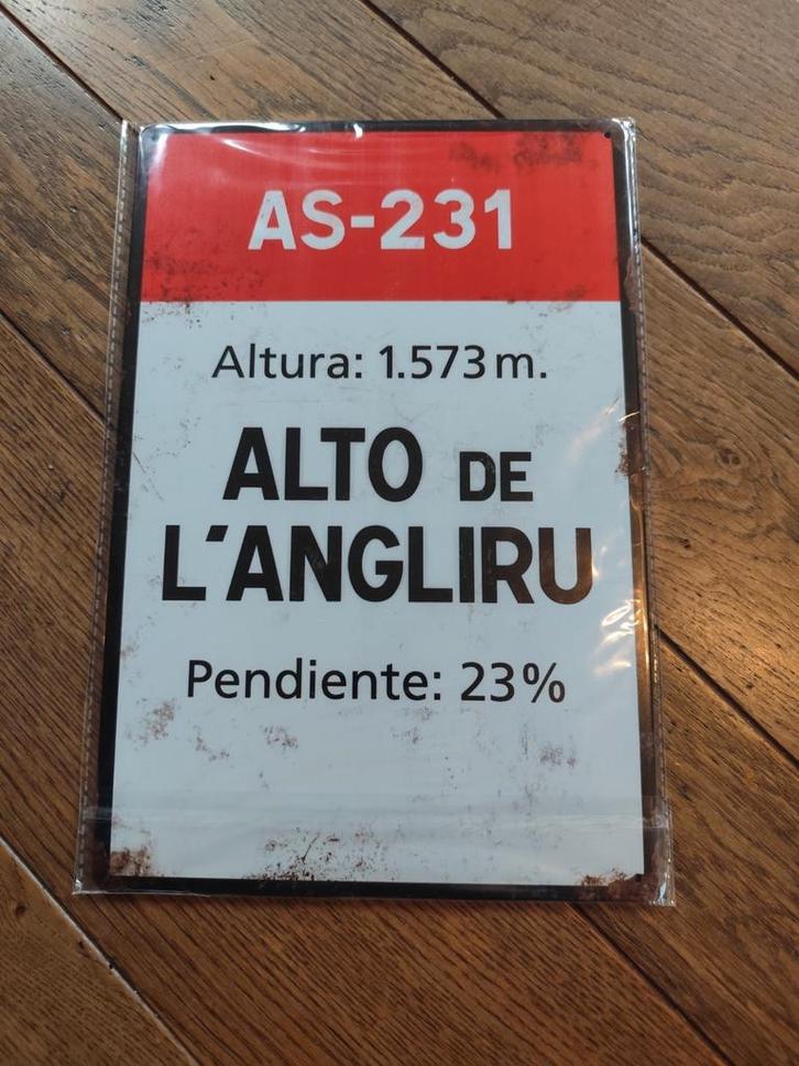 Metalen fietsplaat: mythische col, Alto de l'Angliru., Sport en Fitness, Wielrennen, Nieuw, Ophalen of Verzenden