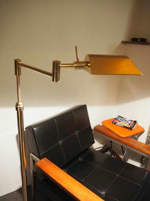 Mid-Century goudkleurige vloerlamp, 1980s, Maison & Meubles, Lampes | Lampadaires, Comme neuf, 100 à 150 cm, Métal, Enlèvement