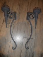Te koop twee smeedijzeren kandelaars om op te hangen, Ophalen, Zo goed als nieuw