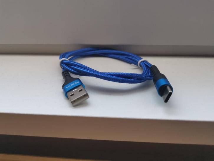 2 x USB C kabel 1m 5A blauw fast charge, Telecommunicatie, Mobiele telefoons | Telefoon-opladers, Nieuw, Overige merken, Ophalen of Verzenden