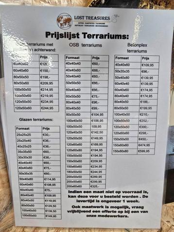 Terrariums tegen scherpe prijzen+voedseldieren, lampen etc beschikbaar voor biedingen