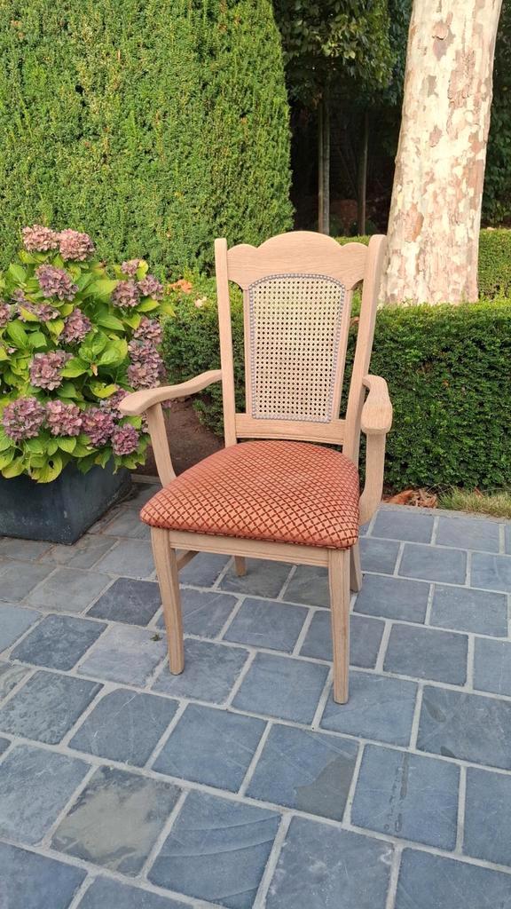 Massief eiken geluchtgomde stijlstoel., Antiek en Kunst, Antiek | Meubels | Stoelen en Sofa's, Ophalen of Verzenden