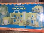 FISHER PRICE Vintage blauwe huis + gerief in de doos nog, Ophalen of Verzenden, Gebruikt, Speelset