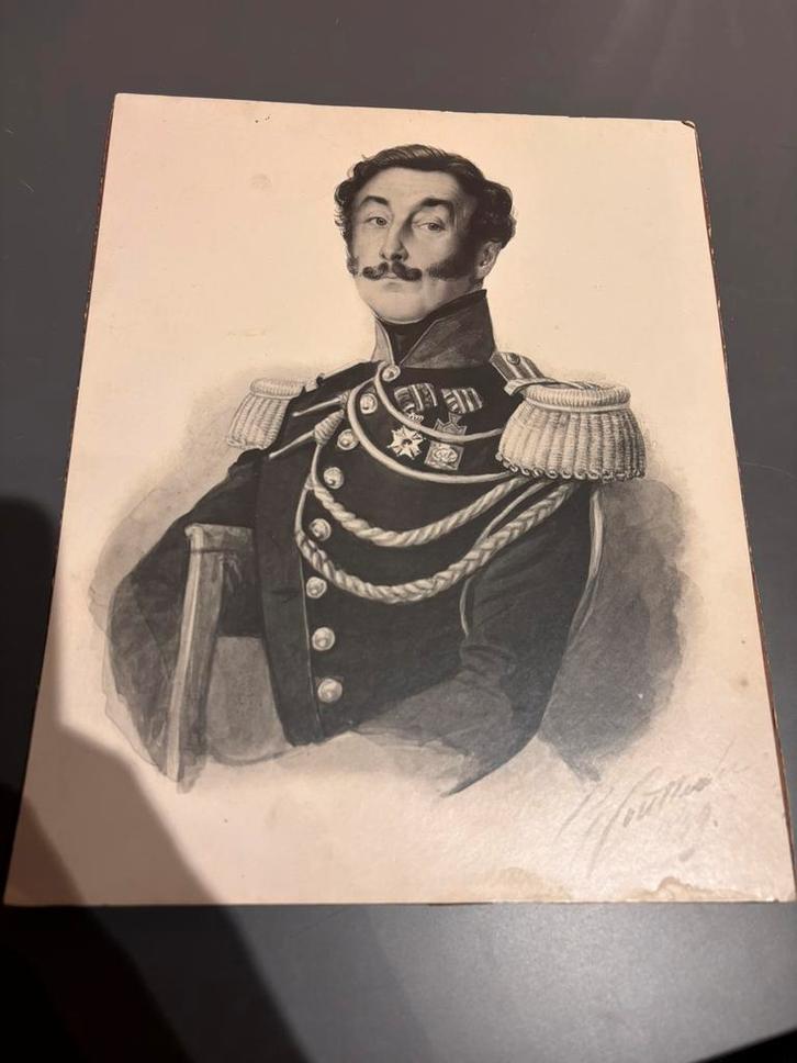 Portretreproductie Hoppenbrouwers, officier onder Napoleon, Verzamelen, Foto's en Prenten, Zo goed als nieuw, Verzenden