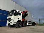 Mercedes Arocs 4153 met kraan FASSI F820 en containersysteem, Auto's, Vrachtwagens, Automaat, Euro 6, Wit, Mercedes-Benz