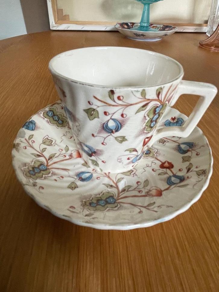 Regout kop plus schotel decor 200, Antiek en Kunst, Antiek | Servies los, Ophalen of Verzenden