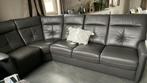 Canapé d’angle 5places avec un relax électrique gris foncé, Comme neuf, Cuir