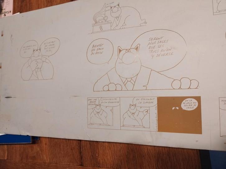 Philippe Geluck, planche du chat sur plaque aluminium, Antiek en Kunst, Kunst | Litho's en Zeefdrukken, Ophalen