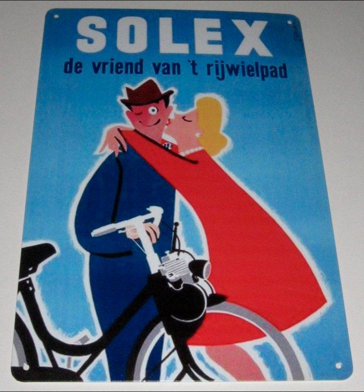 SOLEX : Metalen Bord Solex - De vriend van 't rijwielpad, Collections, Marques & Objets publicitaires, Neuf, Panneau publicitaire