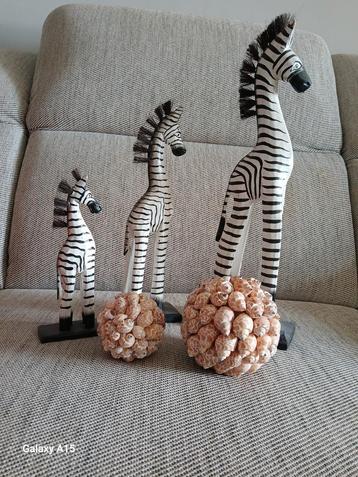 Decoratie met 3 zebra's en 2 schelpen ballen, Ophalen of Verzenden, Gebruikt