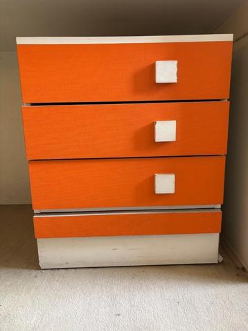 armoire de bureau orange rétro, 3 ou 4 tiroirs, 25 à 50 cm, Moins de 100 cm, Synthétique