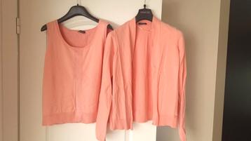 Twin set vestje en spencer Taifun xl, Kleding | Dames, Ophalen of Verzenden, Zo goed als nieuw, Maat 46/48 (XL) of groter, Roze
