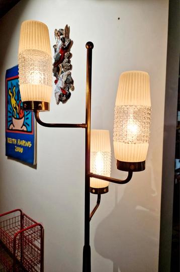 Staanlamp 3 armen , deens _ scandinavisch design , retro vin