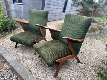 Set 1950/"60s design fauteuils met ribstof (Opknappers) beschikbaar voor biedingen