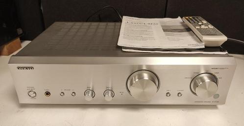 zilveren Onkyo A-9155 versterker met afstandsbediening, Audio, Tv en Foto, Versterkers en Ontvangers, Gebruikt, Stereo, 60 tot 120 watt