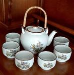 Vintage theeservies van aardewerk– 7-delig, Antiek en Kunst, Antiek | Servies compleet, Ophalen of Verzenden