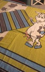 Drap de lit - 1 personne - Vache - moltoné ! bien chaud, Maison & Meubles, Utilisé, Une personne, Bleu, Housse de couette