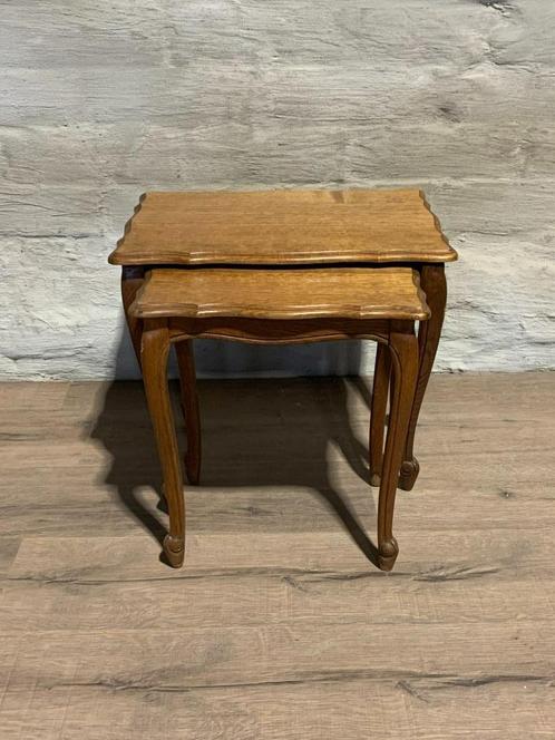 2 Queen Ann bijzettafeltjes - Art deco, Maison & Meubles, Tables | Tables d'appoint, Comme neuf, Rectangulaire, 45 à 60 cm, Moins de 55 cm