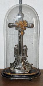 Ovale glazen globe met Christus aan kruis., Ophalen, Gebruikt, Beeld(je), Christendom | Katholiek