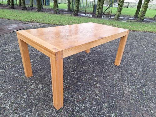 Massief en fineer Eiken eettafel met u poten / houten tafel, Huis en Inrichting, Tafels | Bijzettafels, Gebruikt, Rechthoekig