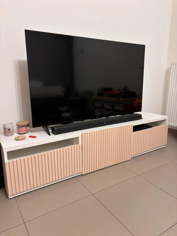Tv meubel beige wit, goede staat, Huis en Inrichting, Kasten |Televisiemeubels, Zo goed als nieuw, Minder dan 100 cm, 150 tot 200 cm