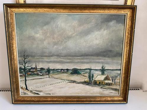 Schilderij olieverf op unalite , gesigneerd en gedateerd, Antiek en Kunst, Kunst | Schilderijen | Klassiek, Ophalen of Verzenden