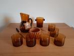 Vintage sangria set (6 glazen+ijsemmer+ijstang+kan+lepel), Huis en Inrichting, Nieuw, Compleet servies, Glas, Effen
