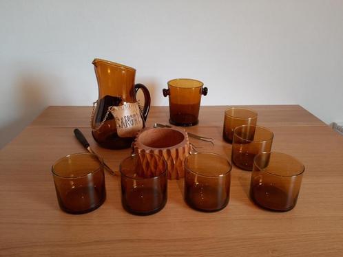 Vintage sangria set (6 glazen+ijsemmer+ijstang+kan+lepel), Maison & Meubles, Cuisine | Vaisselle, Neuf, Service complet, Uni, Verre