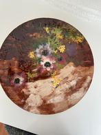 assiette murale vintage en céramique peinte à la main