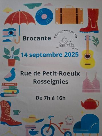 Brocante 14/9/25 Rosseignies 7h à 16h 1ére voir descriptif, Enlèvement ou Envoi