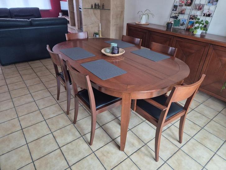 Tafel en stoelen 8 personen + dressoir, Huis en Inrichting, Tafels | Eettafels, Zo goed als nieuw, 150 tot 200 cm, 100 tot 150 cm