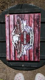 plaque vintage 40x30 en bois d albesia motif Harley Davidson, Verzamelen, Retro