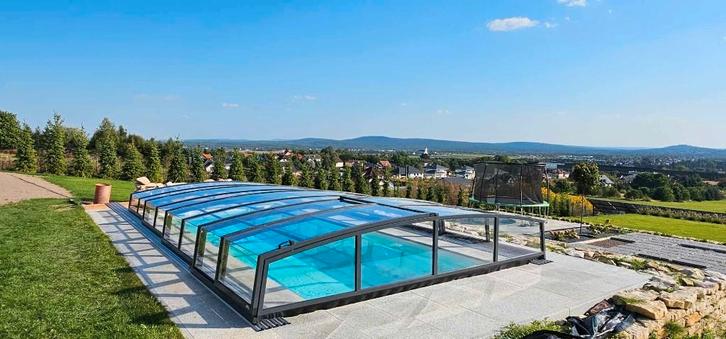 Zwembadoverdekking / pool cover 3,7x7.6x0,8 m , kleur DB703, Jardin & Terrasse, Accessoires de piscine, Neuf, Autres types, Enlèvement ou Envoi