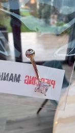 14K gouden navelpiercing met kristal - NIEUW!, Handtassen en Accessoires, Ophalen of Verzenden, Nieuw, Goud, Navelpiercing