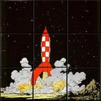 Puzzel van 9 geëmailleerde platen Tintin Moon: 3x3 meter, Verzamelen, Ophalen of Verzenden, Kuifje, Zo goed als nieuw