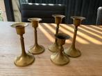 Set van 5 messing kandelaars, Antiek en Kunst, Ophalen, Overige materialen